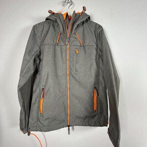 Superdry Original Men Windtrekker Jacket Japan Medium Gray Hooded Zip Up Outdoor